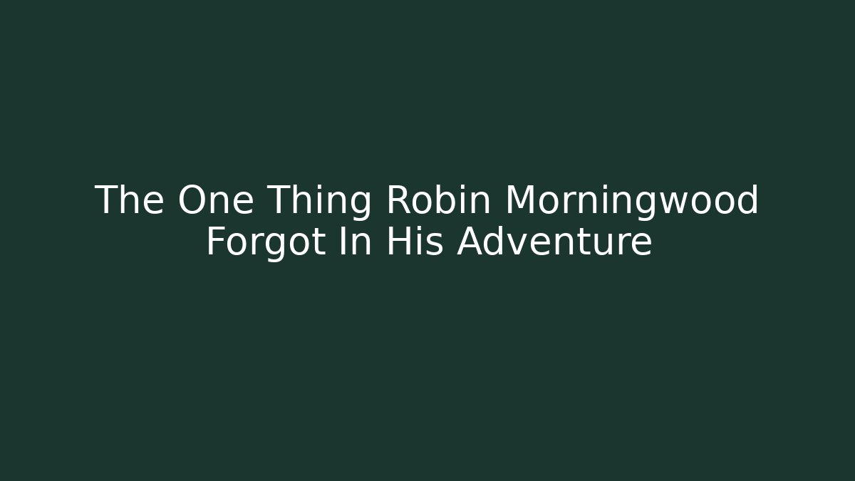 The One Thing Robin Morningwood Forgot In His Adventure