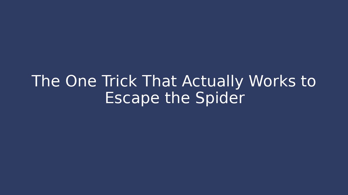 The One Trick That Actually Works to Escape the Spider