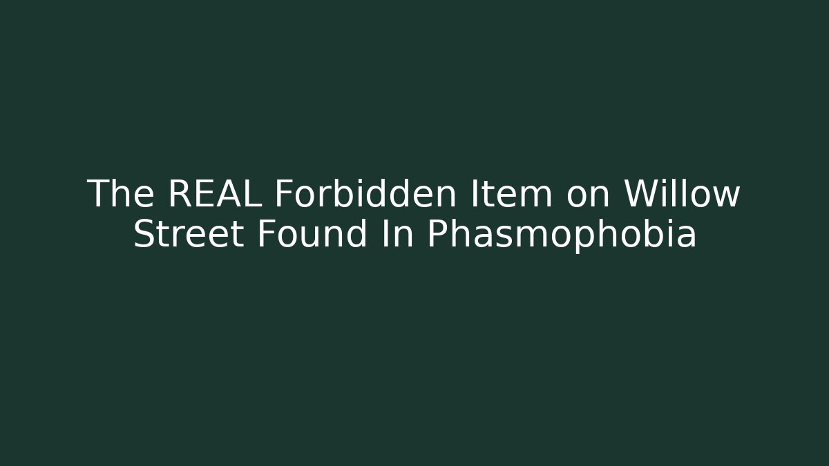 The REAL Forbidden Item on Willow Street Found In Phasmophobia