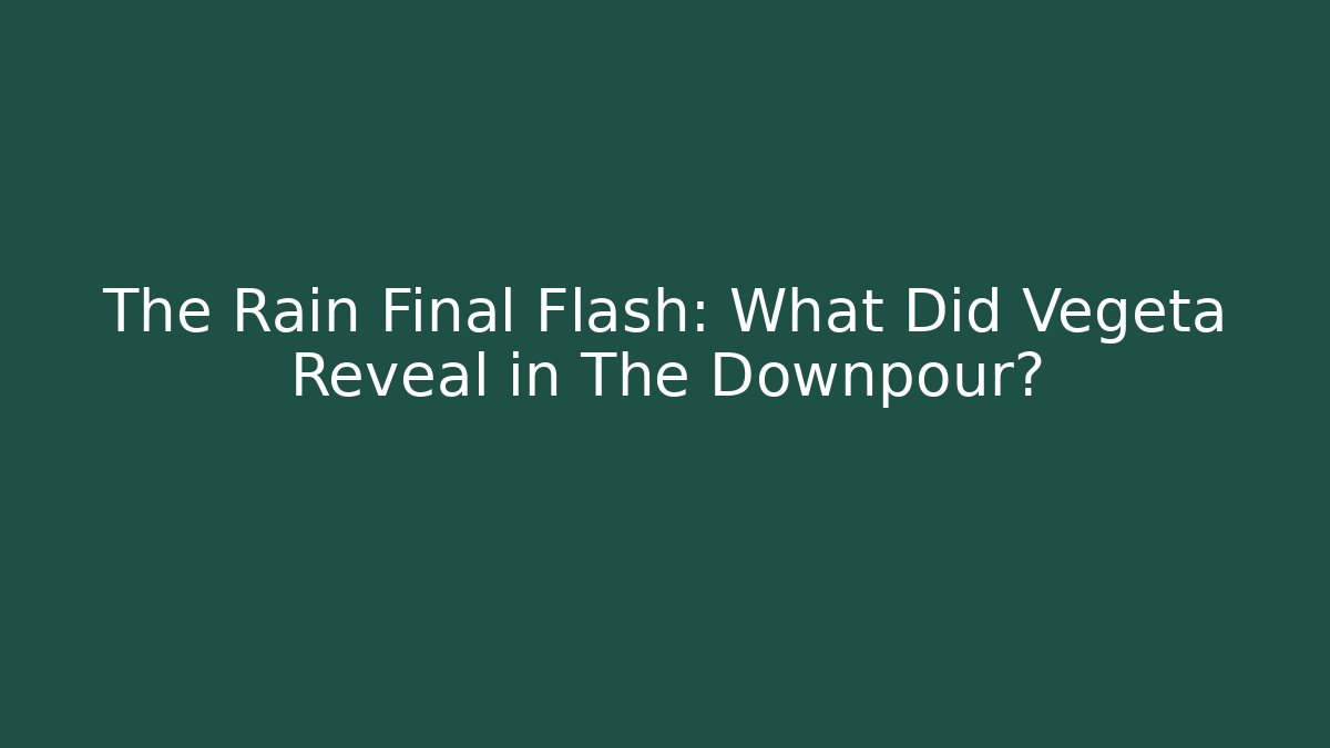 The Rain Final Flash: What Did Vegeta Reveal in The Downpour?