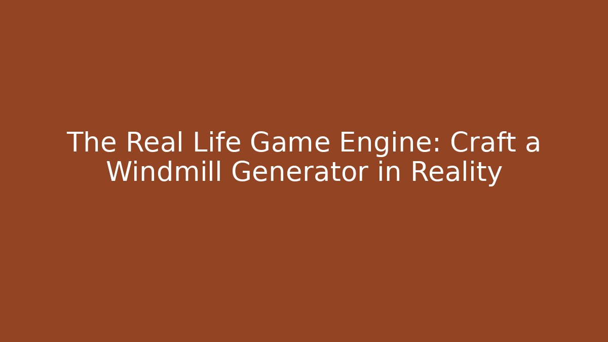 The Real Life Game Engine: Craft a Windmill Generator in Reality