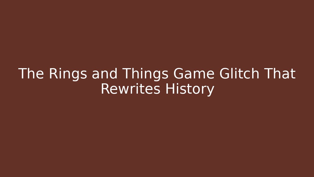 The Rings and Things Game Glitch That Rewrites History