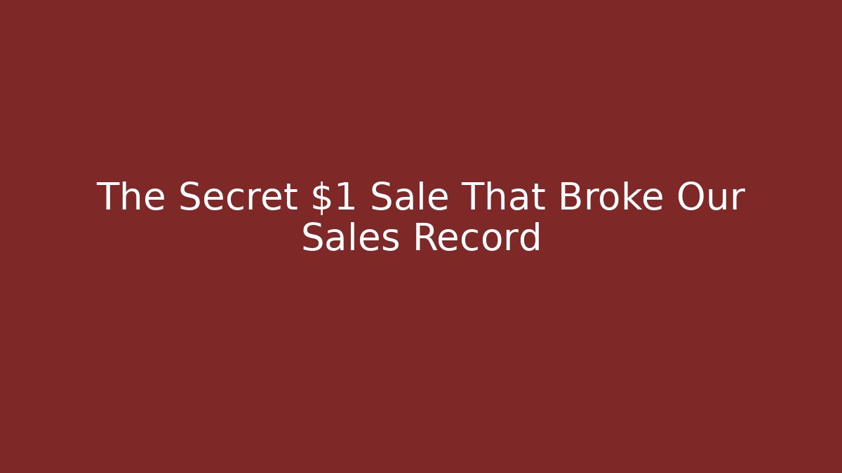 The Secret $1 Sale That Broke Our Sales Record