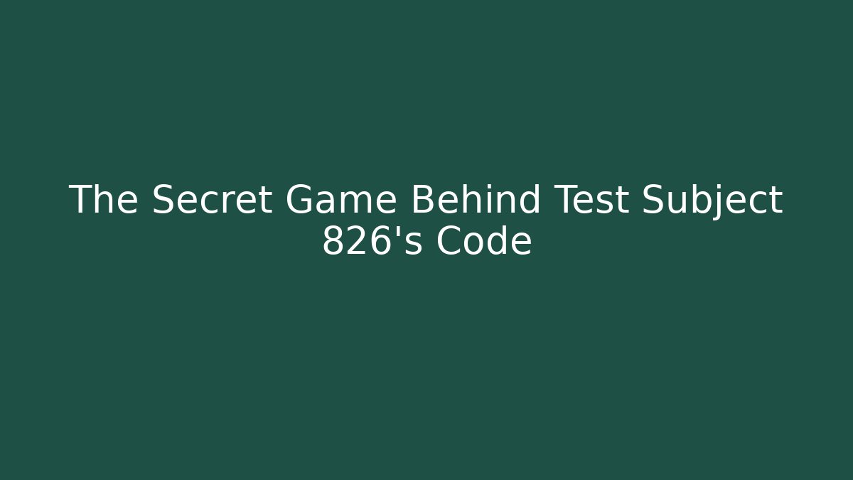 The Secret Game Behind Test Subject 826's Code