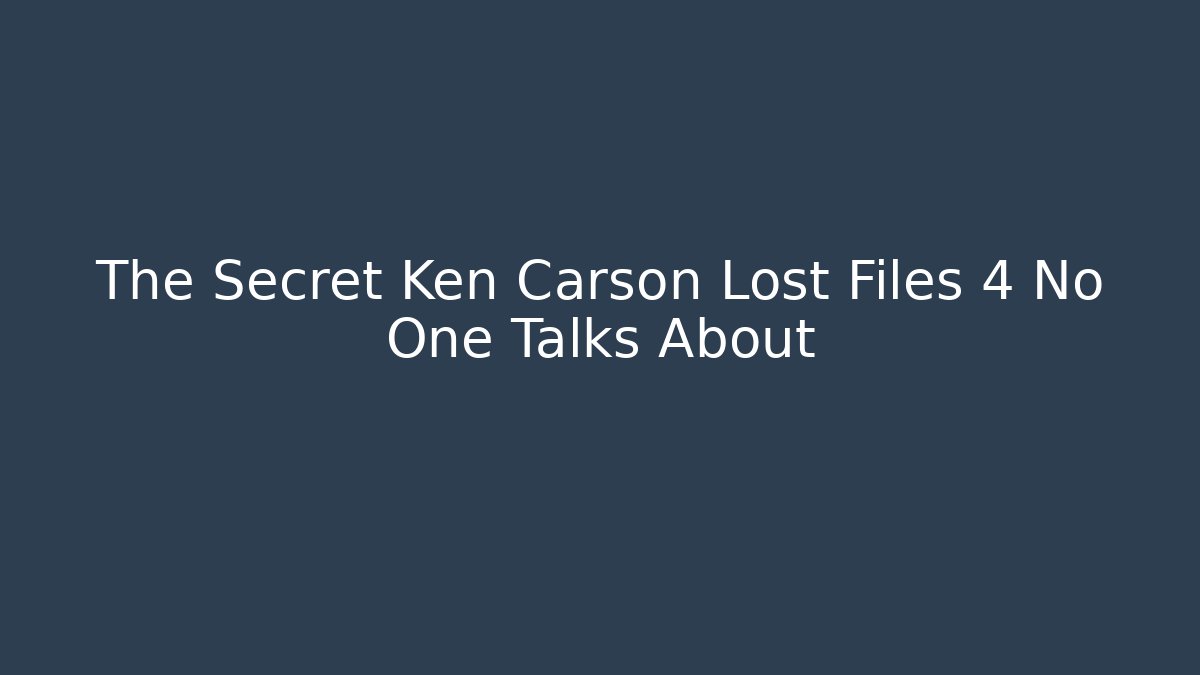 The Secret Ken Carson Lost Files 4 No One Talks About