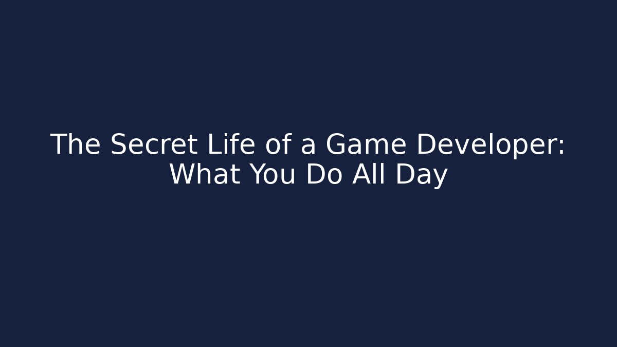 The Secret Life of a Game Developer: What You Do All Day - Método de Aprovação