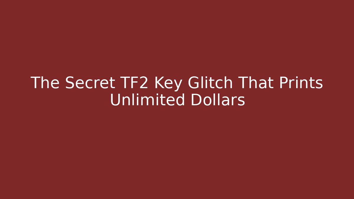 The Secret TF2 Key Glitch That Prints Unlimited Dollars