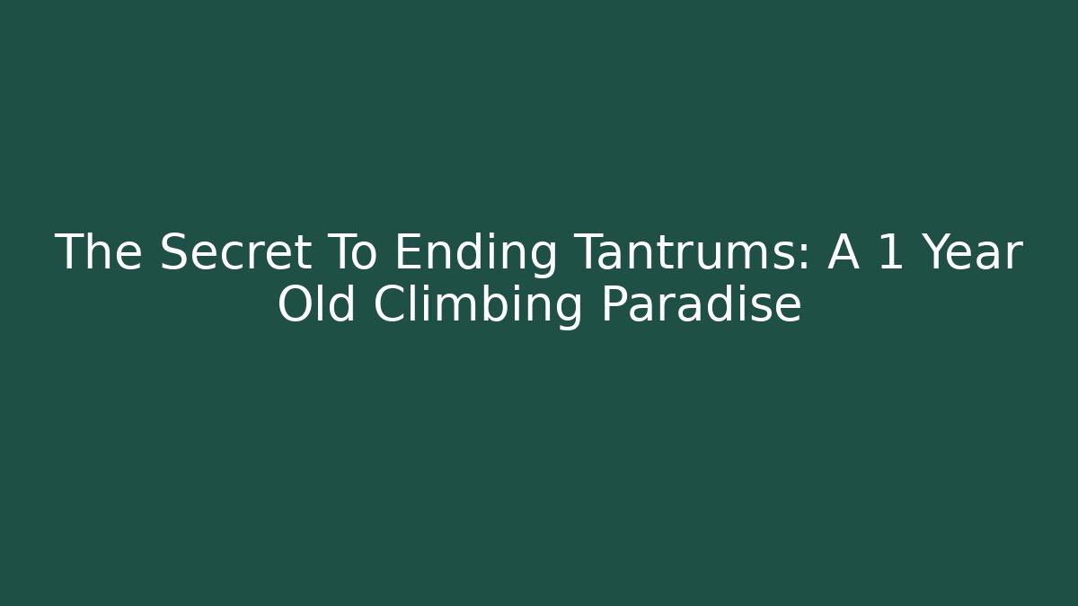 The Secret To Ending Tantrums: A 1 Year Old Climbing Paradise