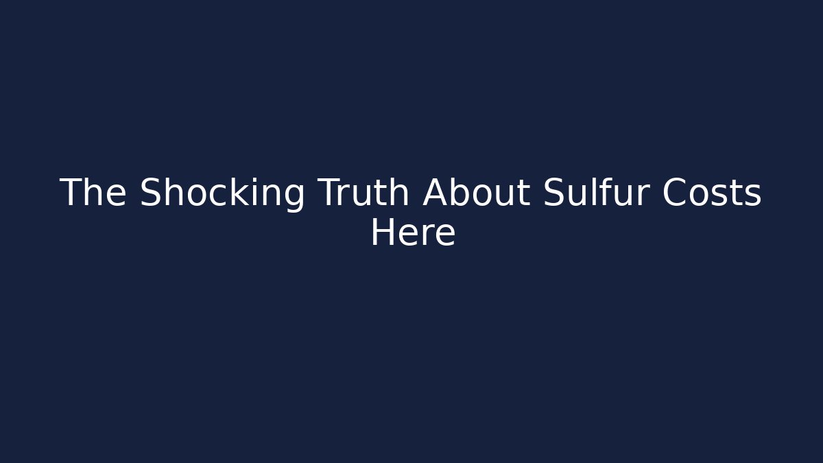 The Shocking Truth About Sulfur Costs Here