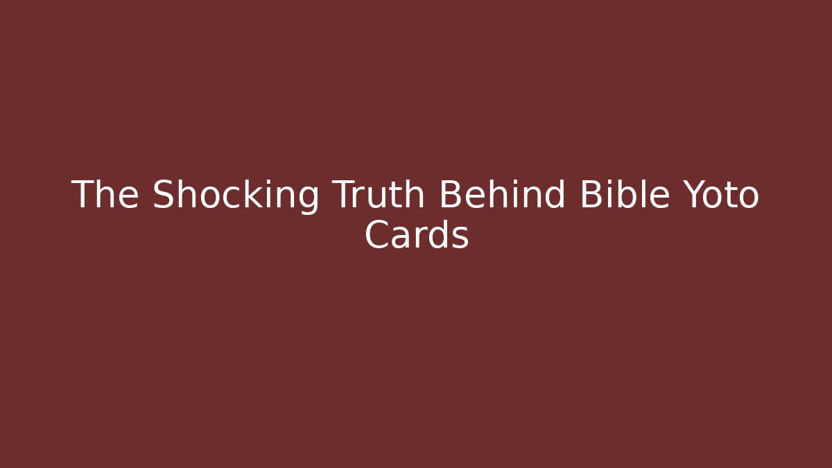 The Shocking Truth Behind Bible Yoto Cards