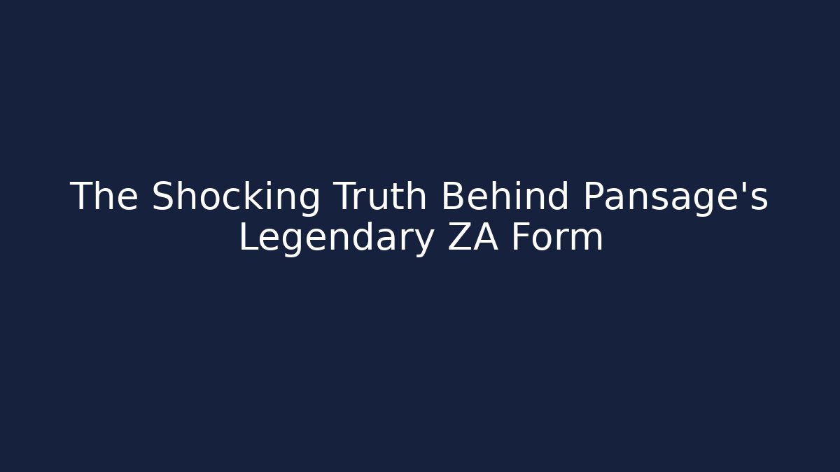 The Shocking Truth Behind Pansage's Legendary ZA Form