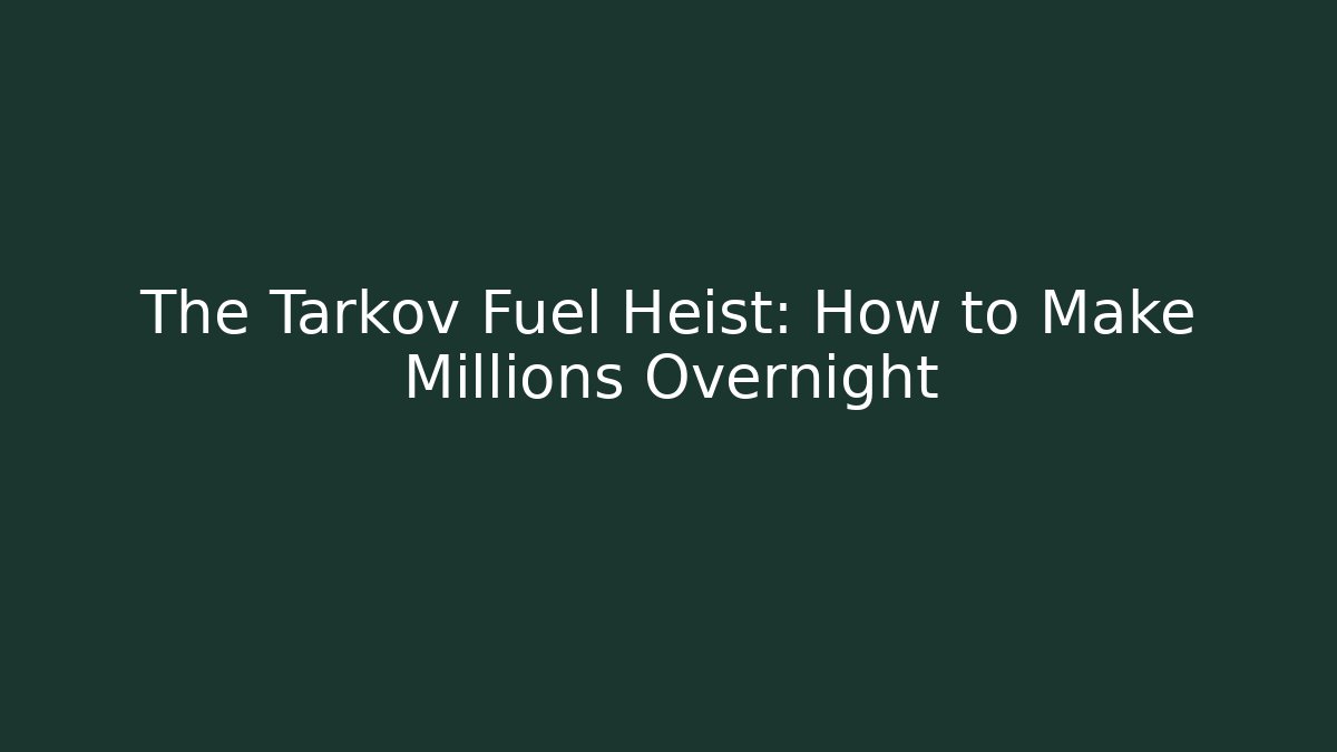 The Tarkov Fuel Heist: How to Make Millions Overnight