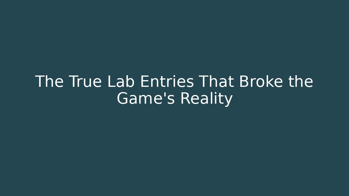 The True Lab Entries That Broke the Game’s Reality
