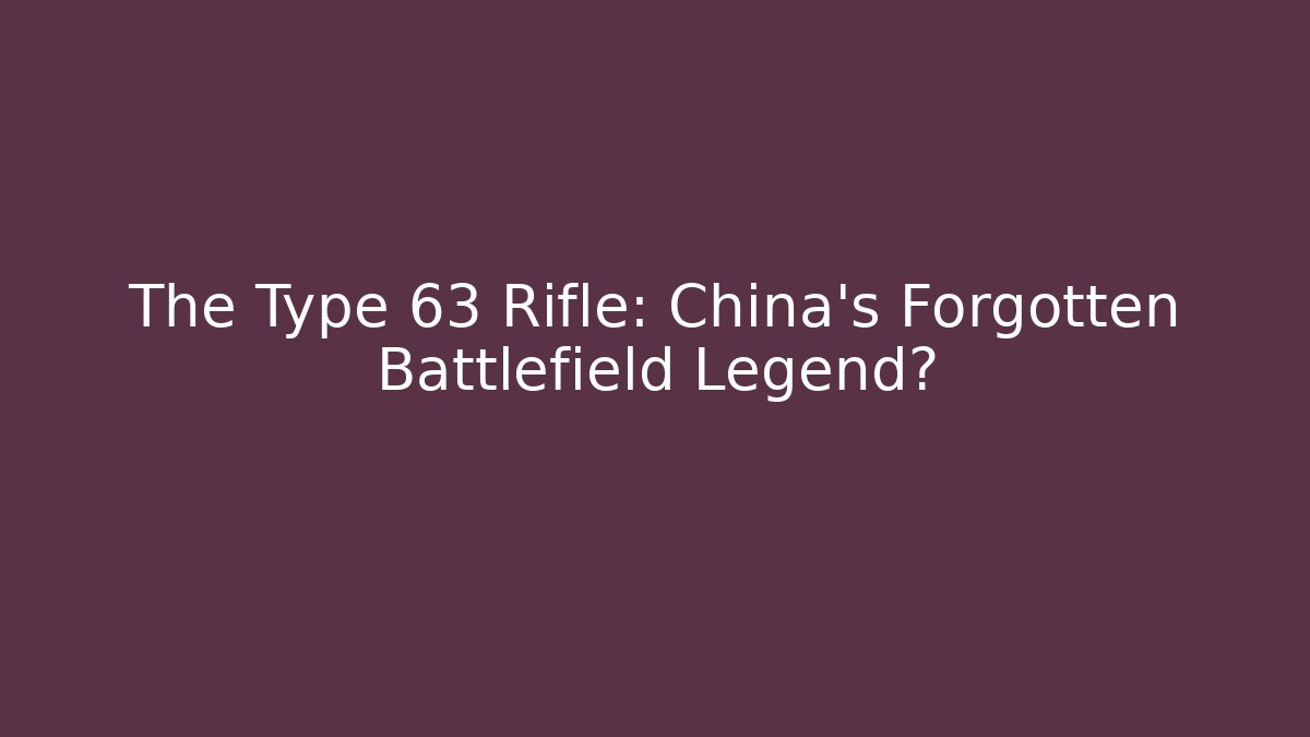 The Type 63 Rifle: China's Forgotten Battlefield Legend?