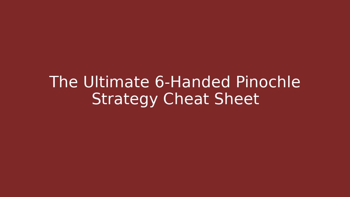 The Ultimate 6-Handed Pinochle Strategy Cheat Sheet