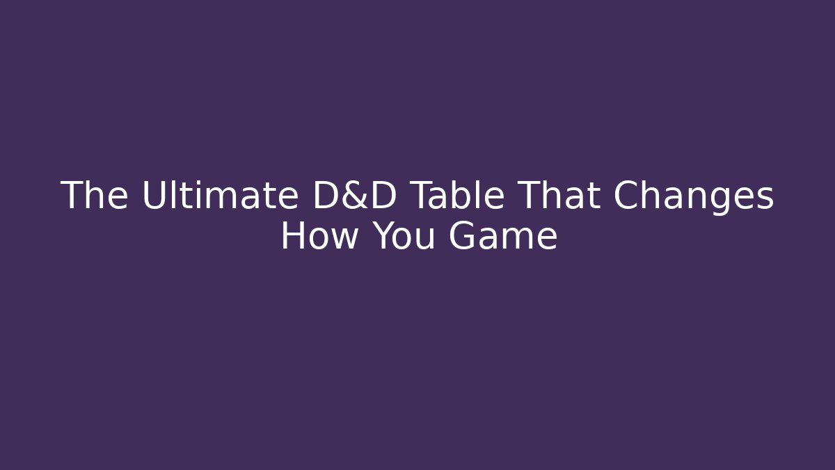 The Ultimate D&D Table That Changes How You Game
