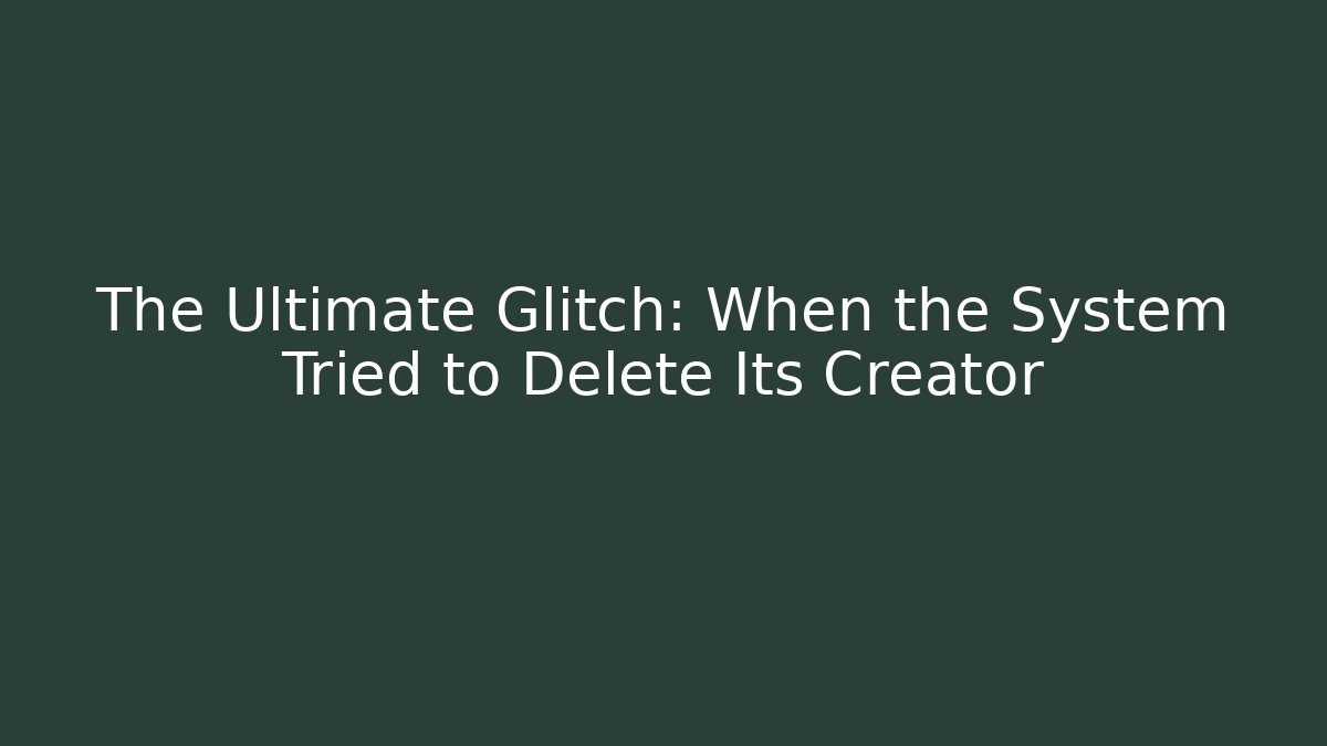 The Ultimate Glitch: When the System Tried to Delete Its Creator