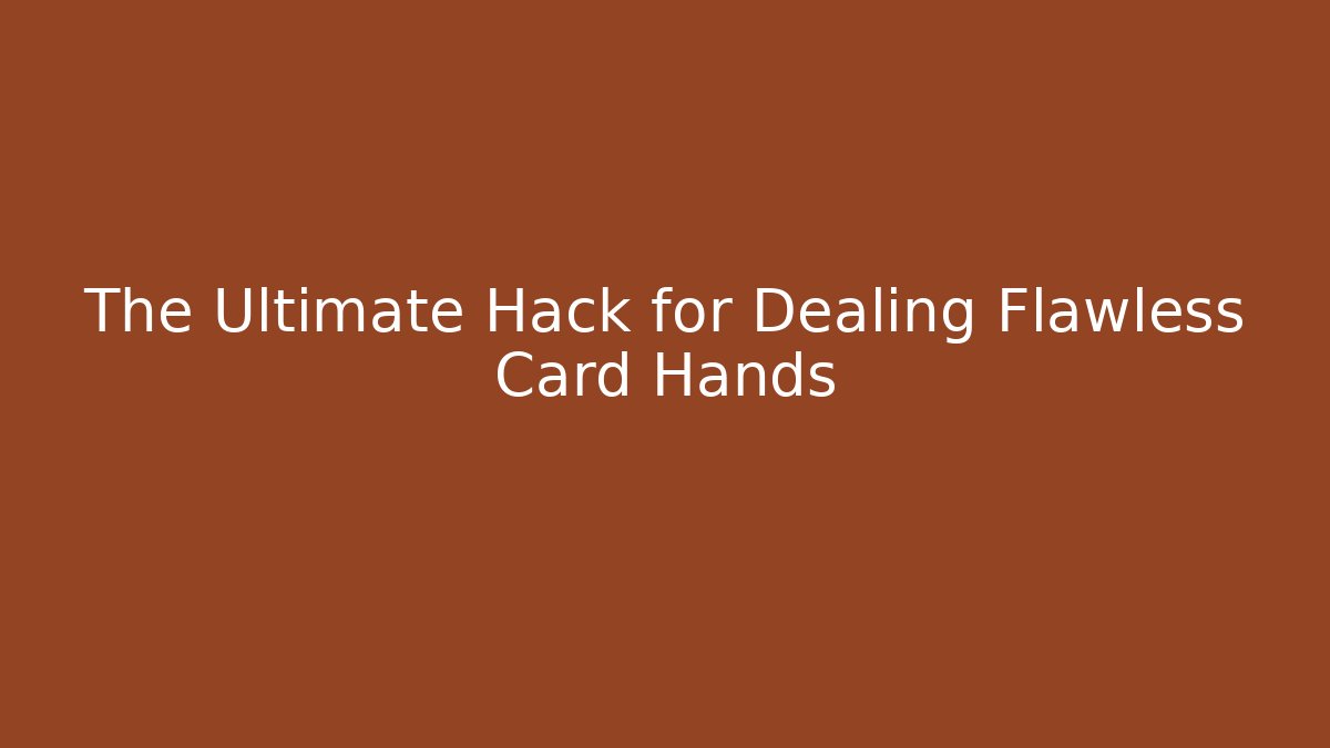 The Ultimate Hack for Dealing Flawless Card Hands - Método de Aprovação