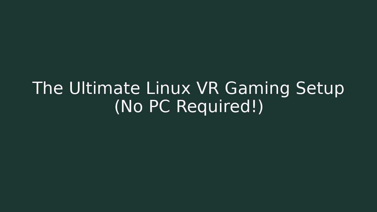 The Ultimate Linux VR Gaming Setup (No PC Required!) - Método de Aprovação