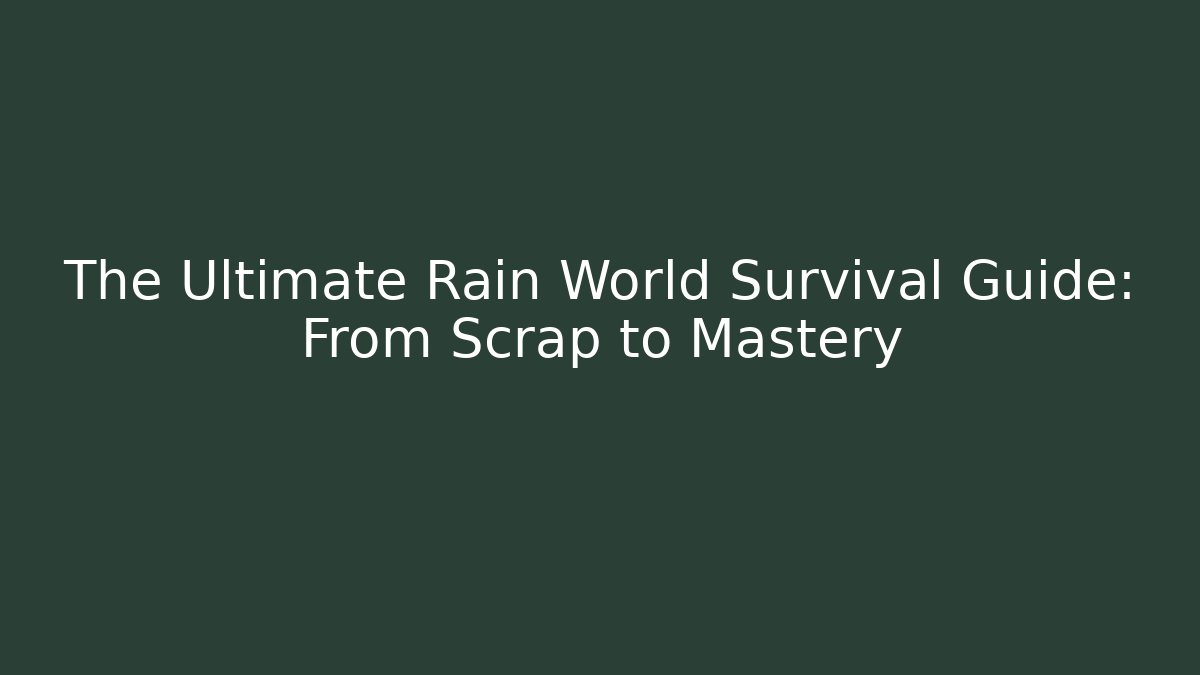 The Ultimate Rain World Survival Guide: From Scrap to Mastery