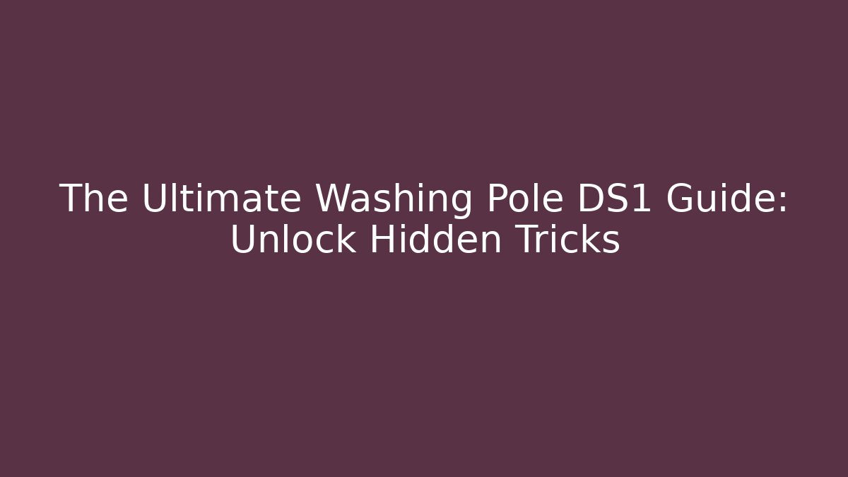The Ultimate Washing Pole DS1 Guide: Unlock Hidden Tricks