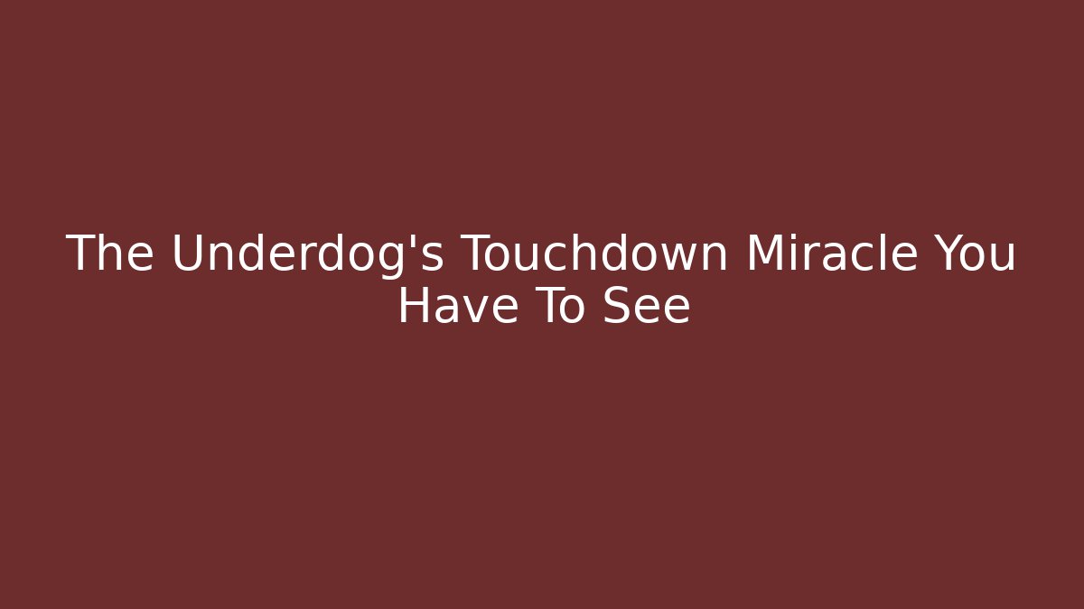 The Underdog's Touchdown Miracle You Have To See