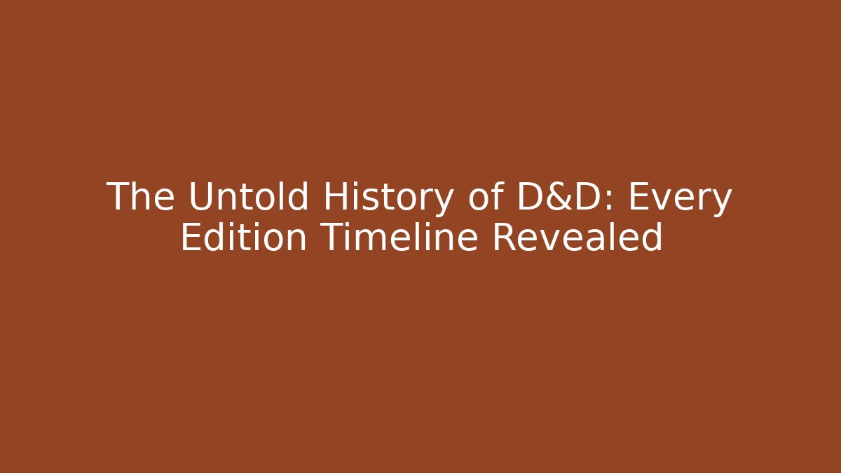 The Untold History of D&D: Every Edition Timeline Revealed