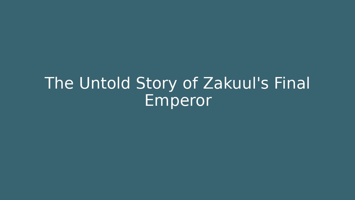 The Untold Story of Zakuul's Final Emperor