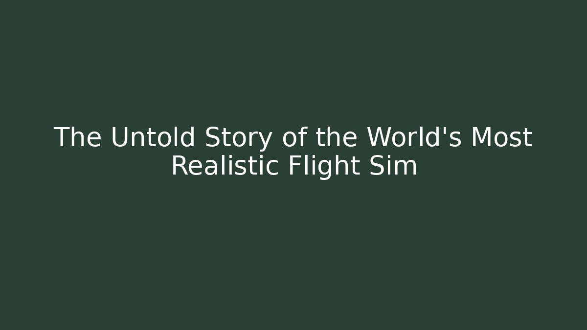 The Untold Story of the World's Most Realistic Flight Sim
