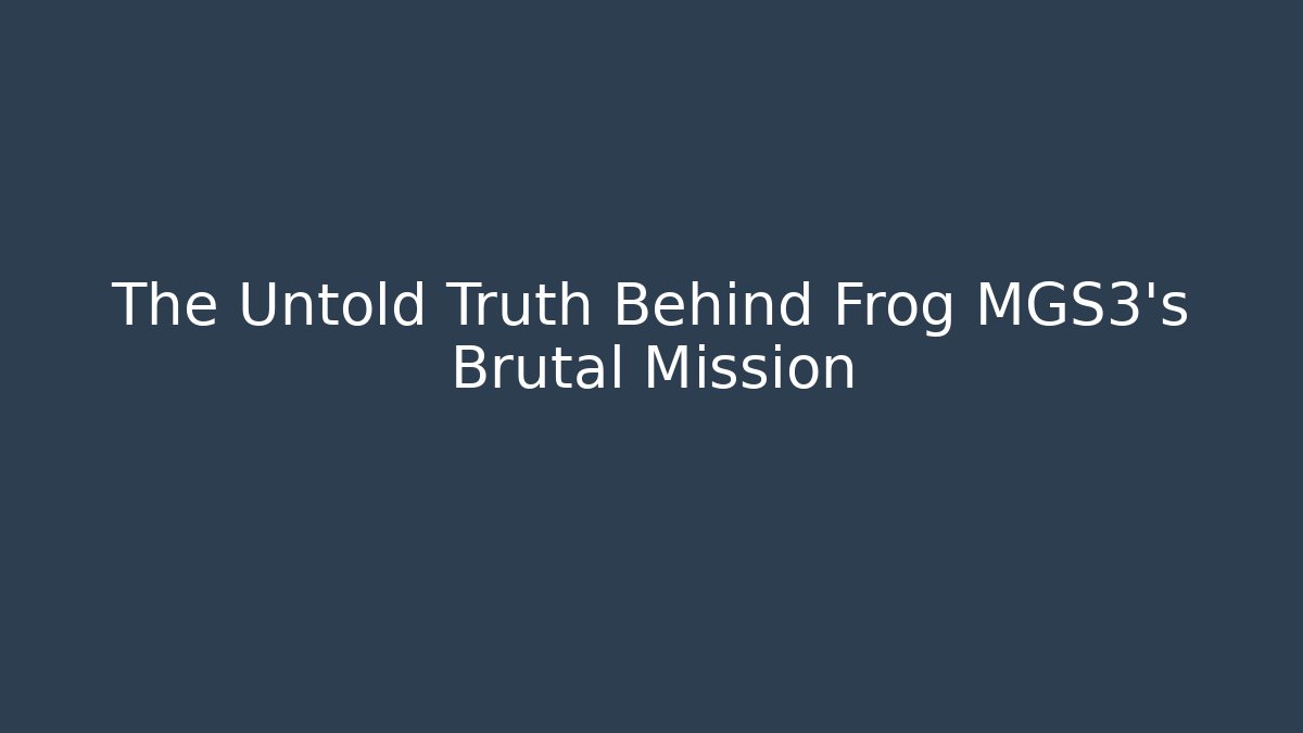 The Untold Truth Behind Frog MGS3's Brutal Mission