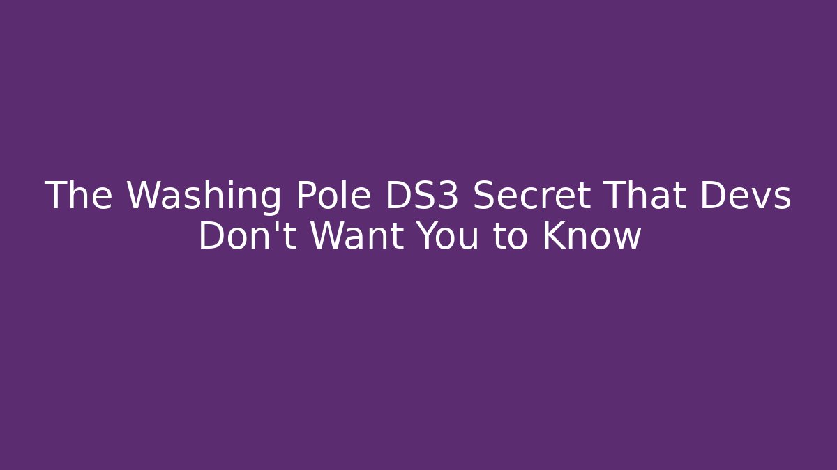 The Washing Pole DS3 Secret That Devs Don't Want You to Know