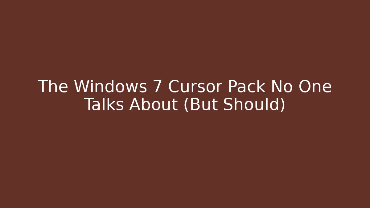 The Windows 7 Cursor Pack No One Talks About (But Should)