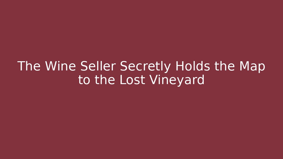 The Wine Seller Secretly Holds the Map to the Lost Vineyard