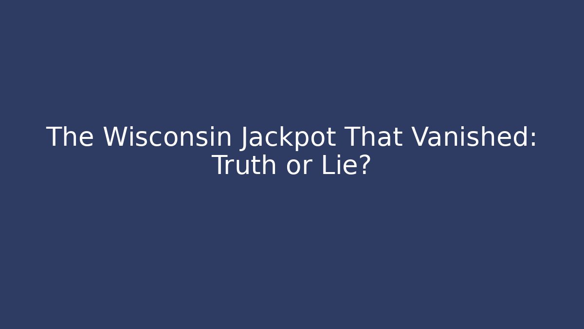 The Wisconsin Jackpot That Vanished: Truth or Lie?