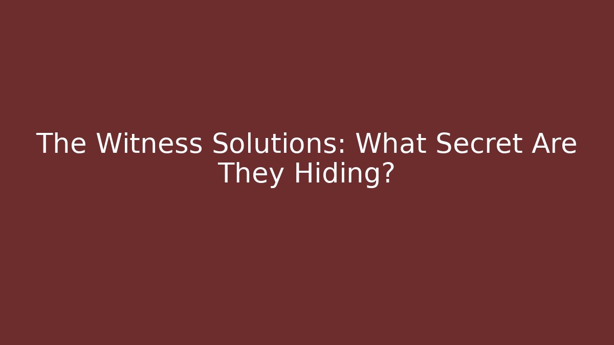 The Witness Solutions: What Secret Are They Hiding?