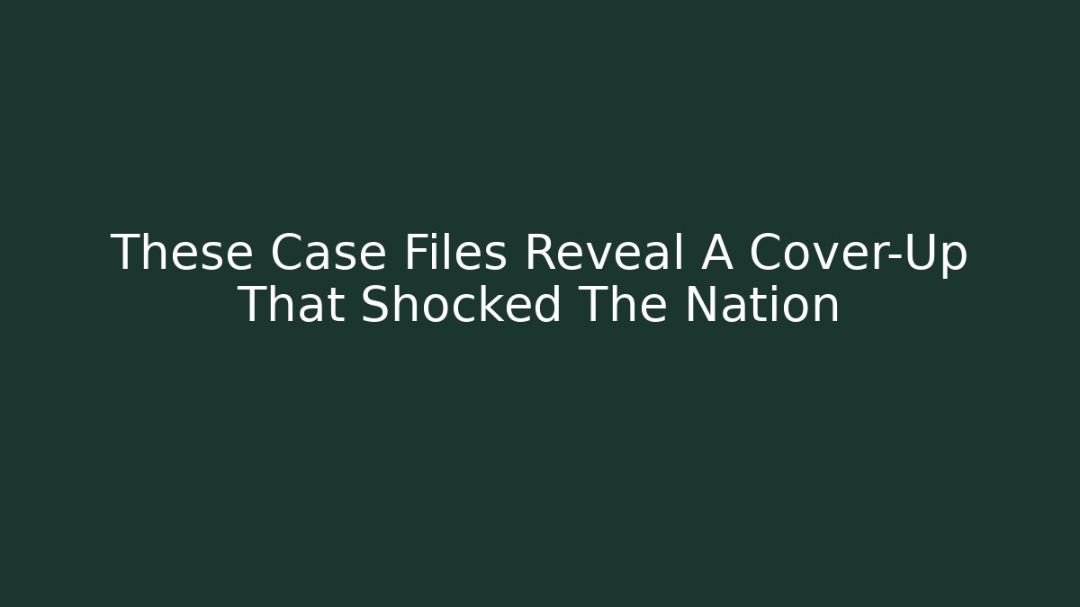These Case Files Reveal A Cover-Up That Shocked The Nation