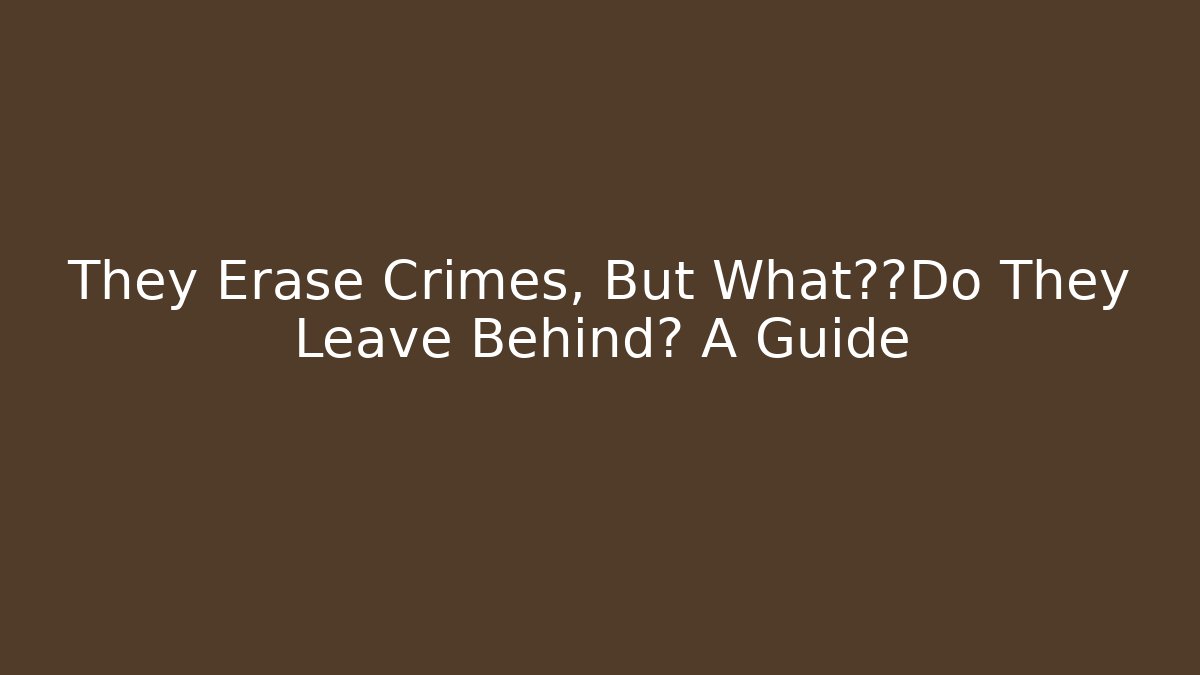 They Erase Crimes, But What证据Do They Leave Behind? A Guide