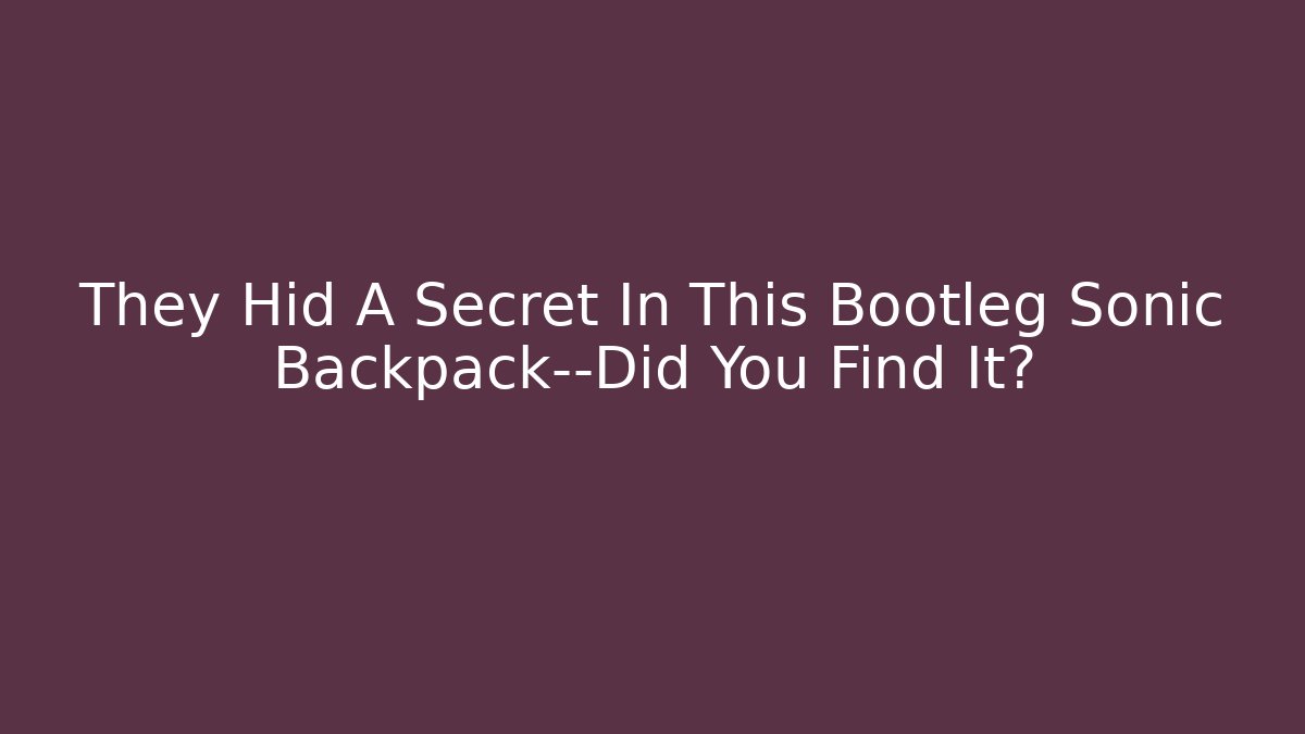 They Hid A Secret In This Bootleg Sonic Backpack—Did You Find It?