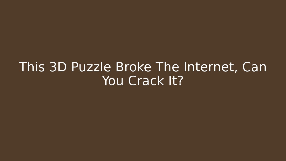 This 3D Puzzle Broke The Internet, Can You Crack It?