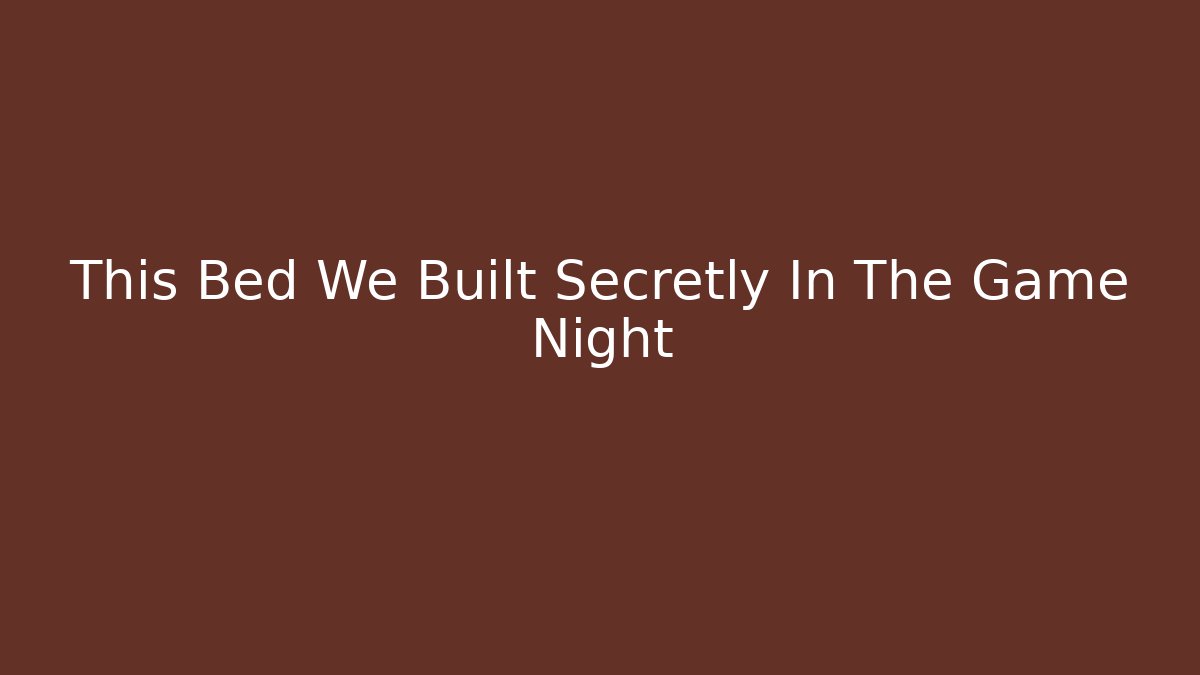 This Bed We Built Secretly In The Game Night