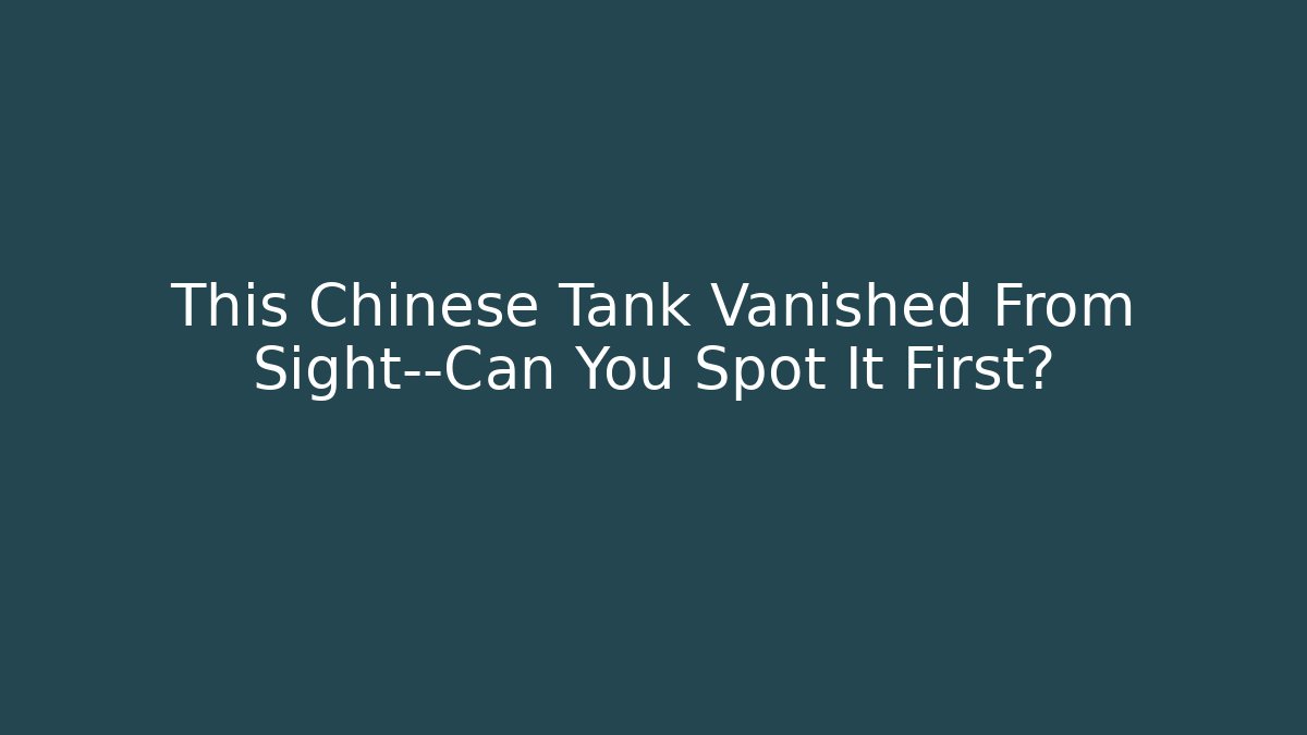 This Chinese Tank Vanished From Sight—Can You Spot It First?