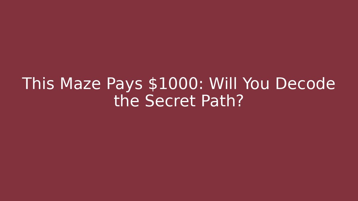 This Maze Pays $1000: Will You Decode the Secret Path?