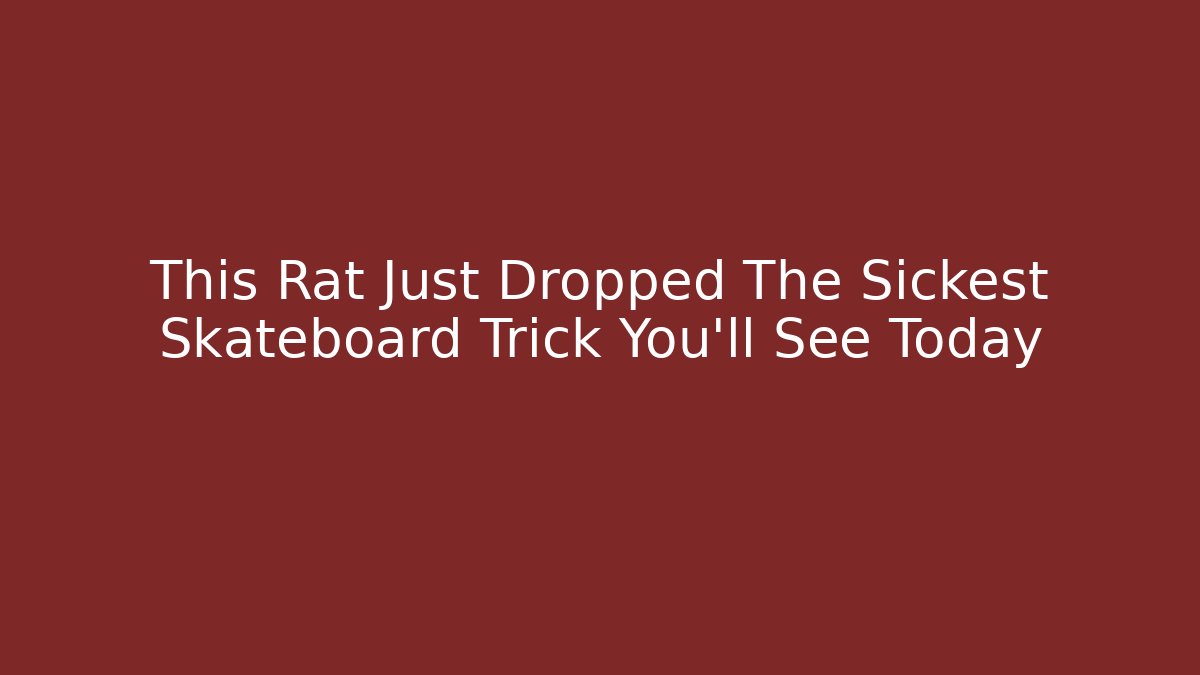 This Rat Just Dropped The Sickest Skateboard Trick You'll See Today