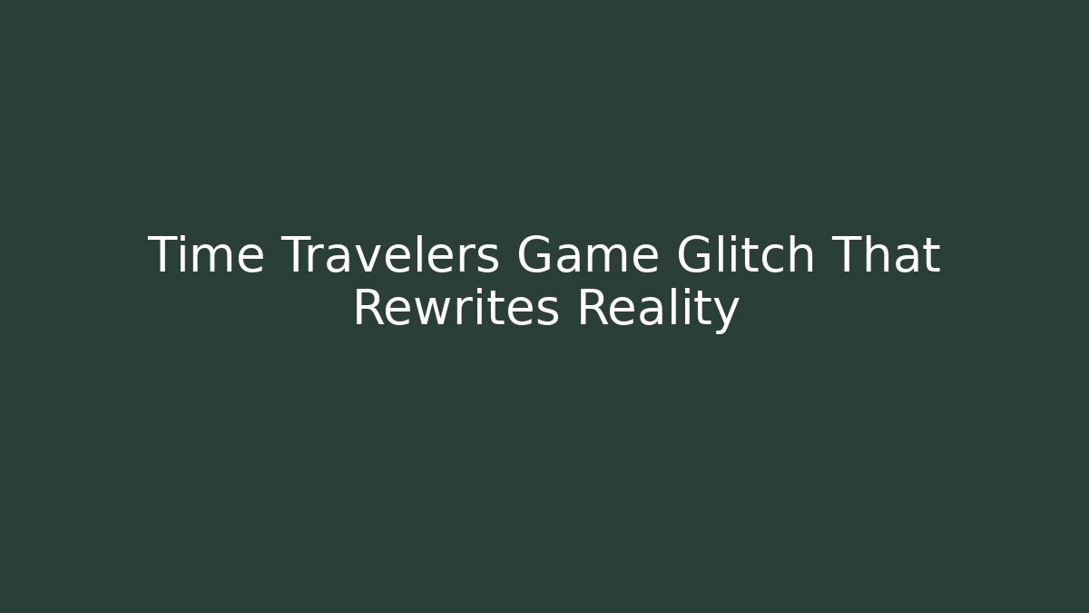 Time Travelers Game Glitch That Rewrites Reality