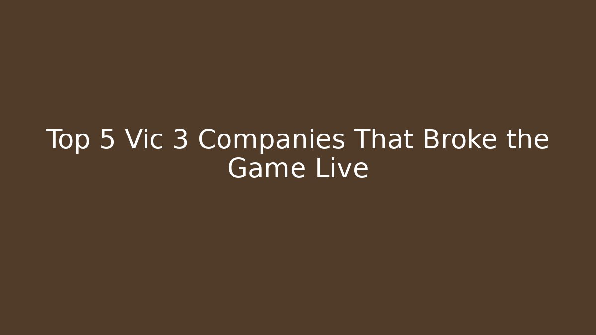 Top 5 Vic 3 Companies That Broke the Game Live