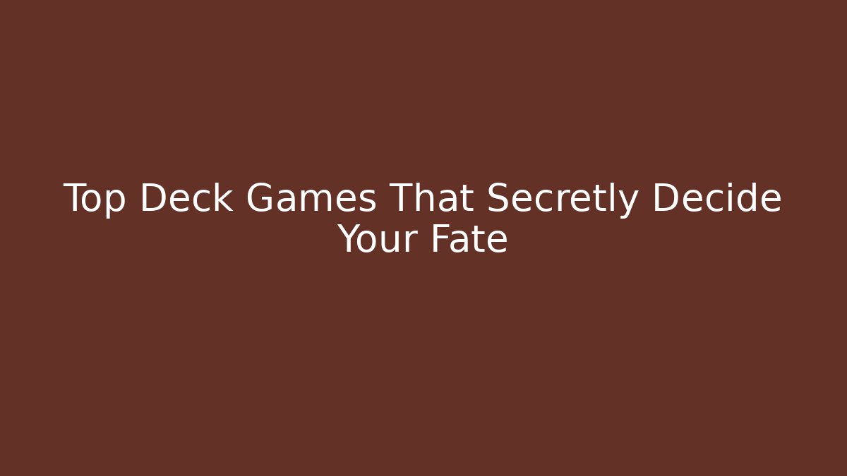Top Deck Games That Secretly Decide Your Fate - Método de Aprovação