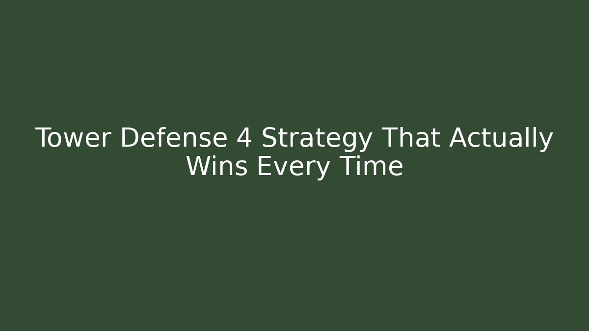 Tower Defense 4 Strategy That Actually Wins Every Time