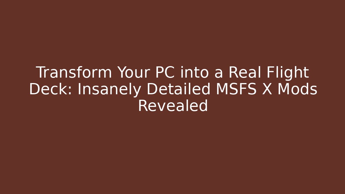 Transform Your PC into a Real Flight Deck: Insanely Detailed MSFS X Mods Revealed