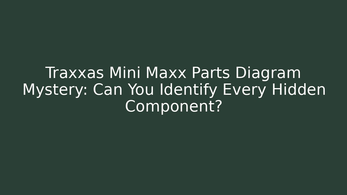Traxxas Mini Maxx Parts Diagram Mystery: Can You Identify Every Hidden Component?