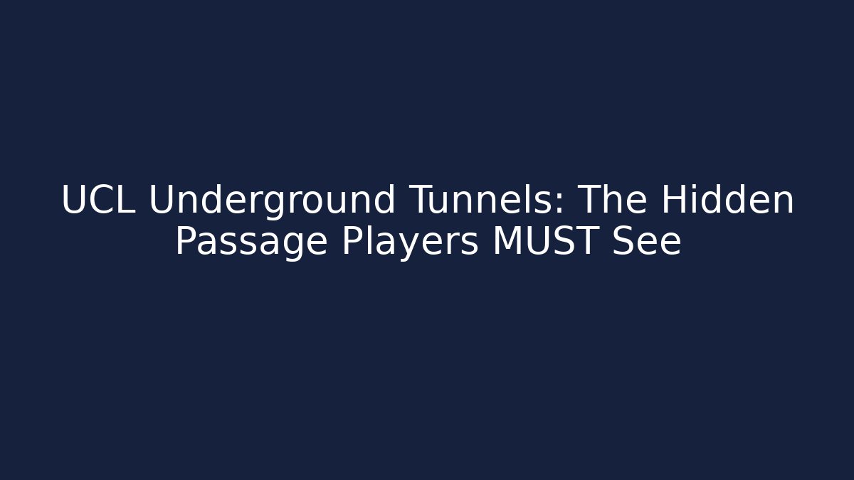 UCL Underground Tunnels: The Hidden Passage Players MUST See